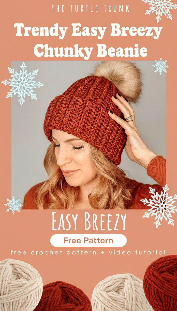 Trendy Easy Breezy Chunky Beanie Free Crochet Pattern