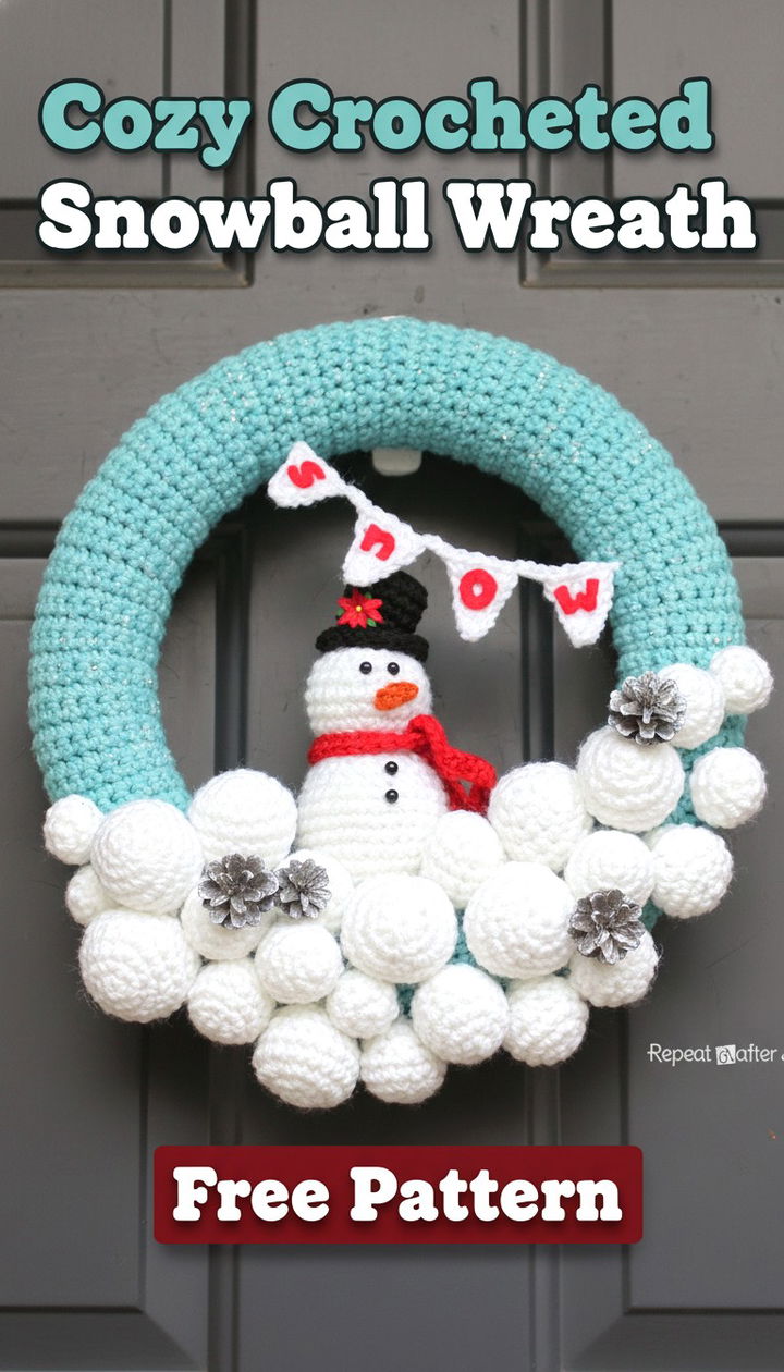 Brighten Your Winter Decor with a Crocheted Snowball Wreath