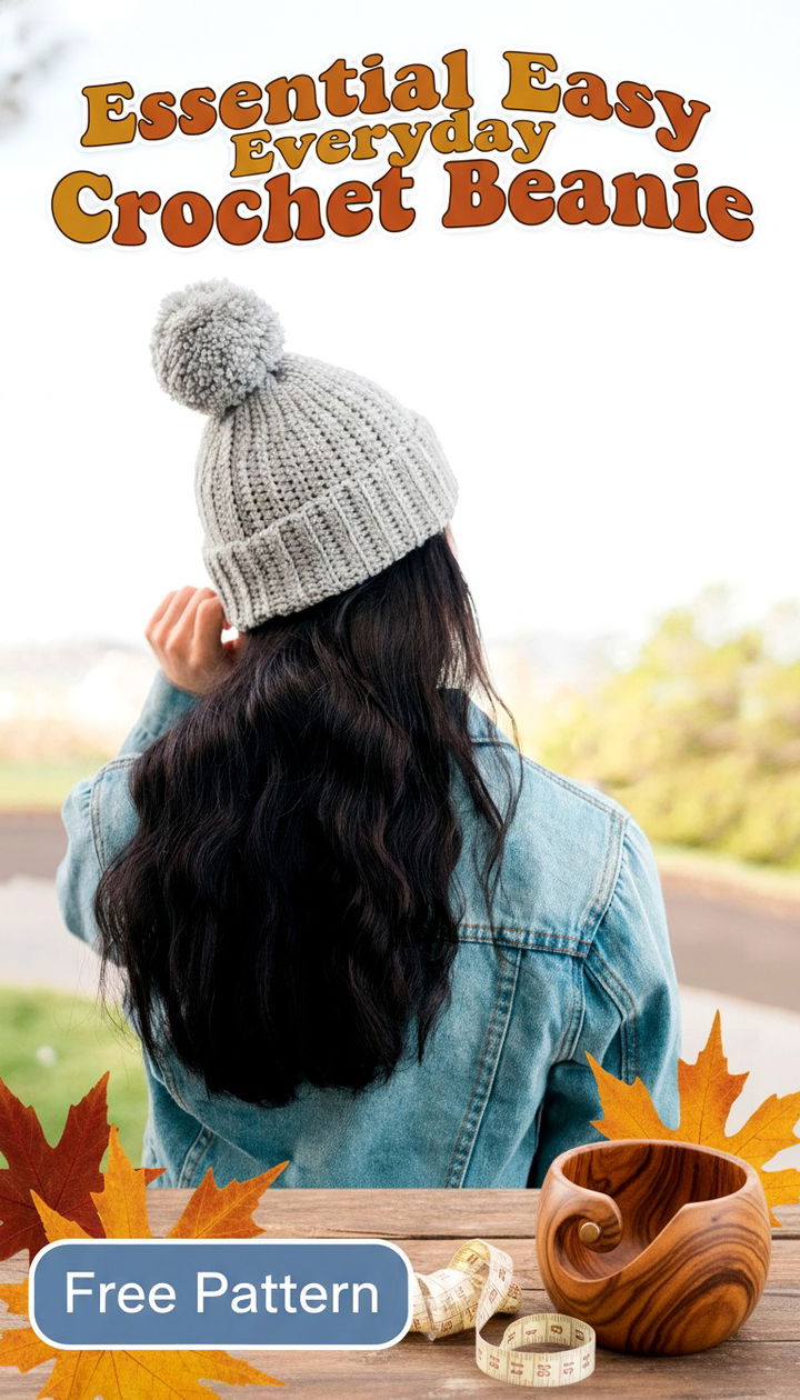 Essential Easy Everyday Crochet Beanie Free Pattern