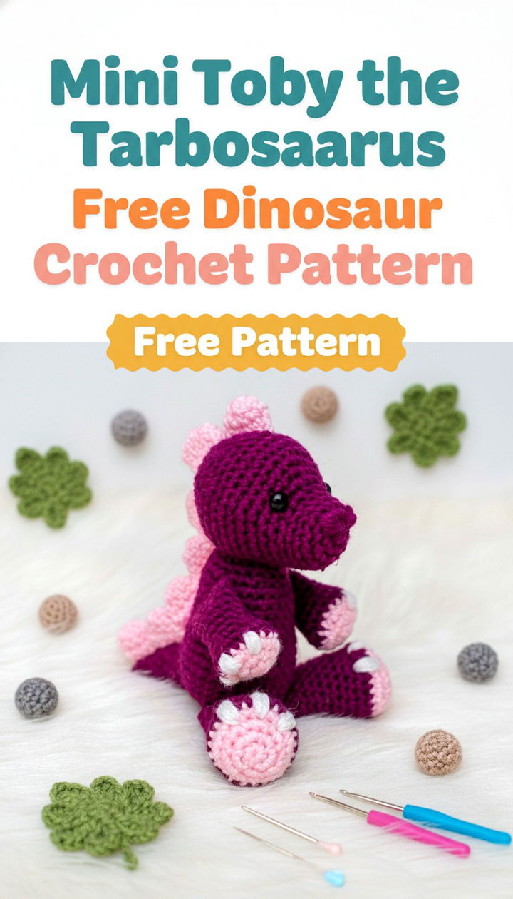 Meet Your New Best Friend Mini Toby the Tarbosaurus Free Dinosaur Crochet Pattern