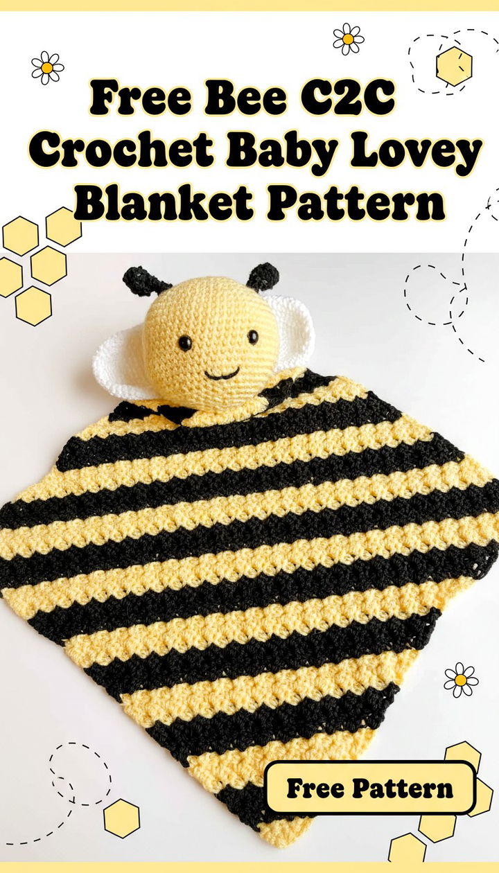 Sweeten the Nursery with This Bee C2C Crochet Baby Lovey Pattern