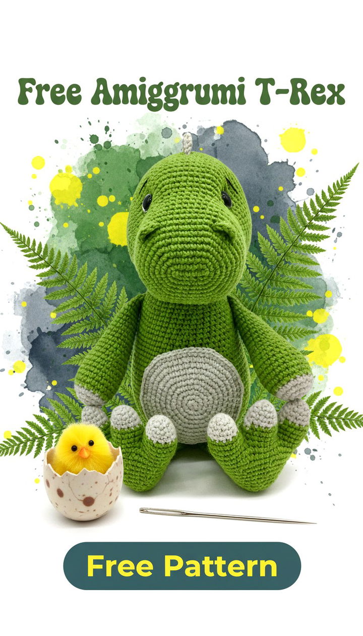 Tiny Terror Free T Rex Amigurumi Crochet Pattern