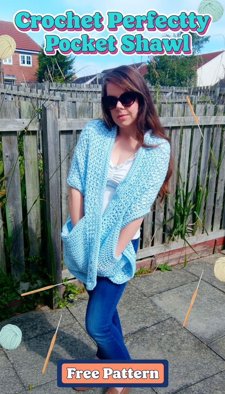 Crochet Perfectly Pretty Pocket Shawl Free Pattern