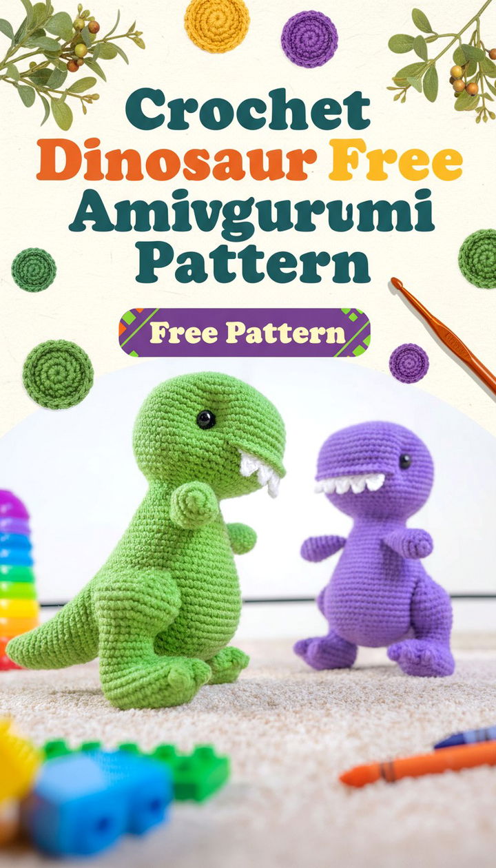 Design a Cuddly Prehistoric Friend with This Crochet Dinosaur Free Amigurumi Pattern