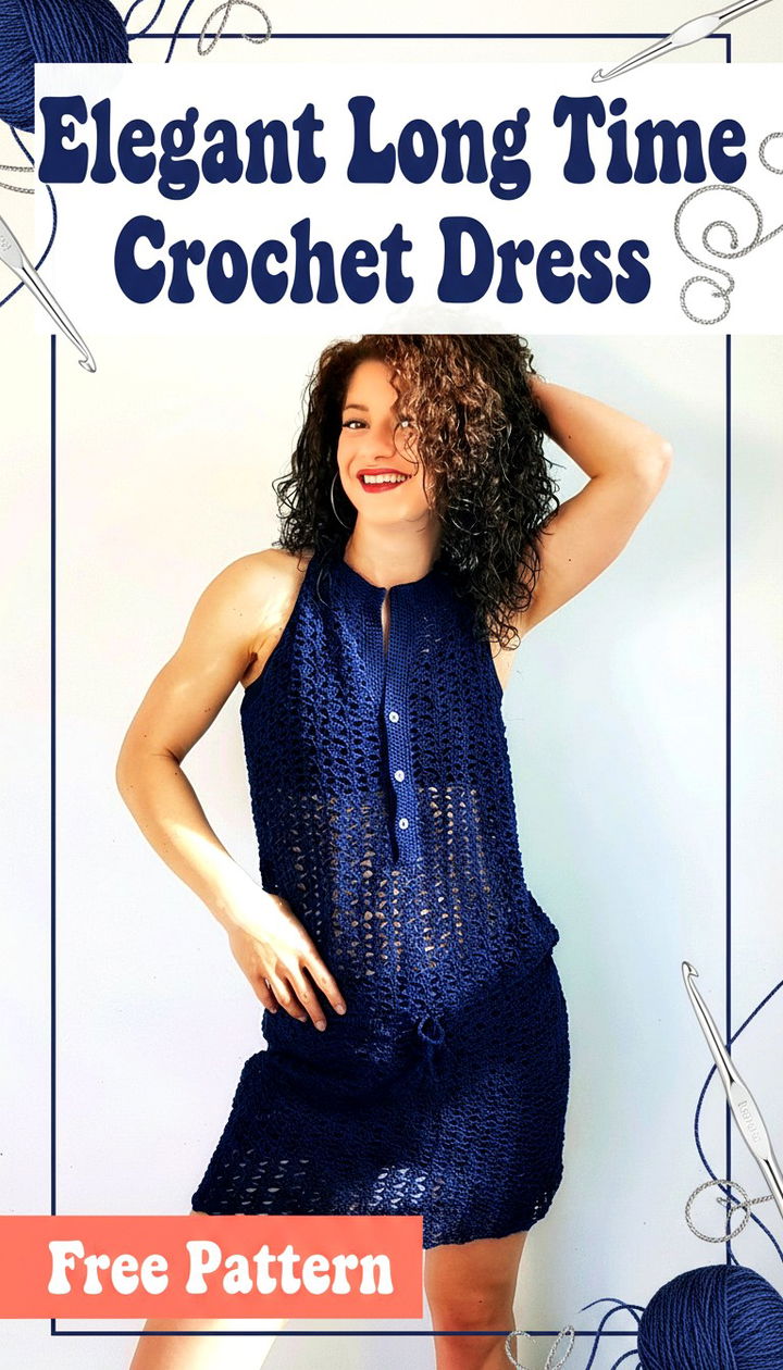 Elegant Long Time Crochet Dress Free Pattern