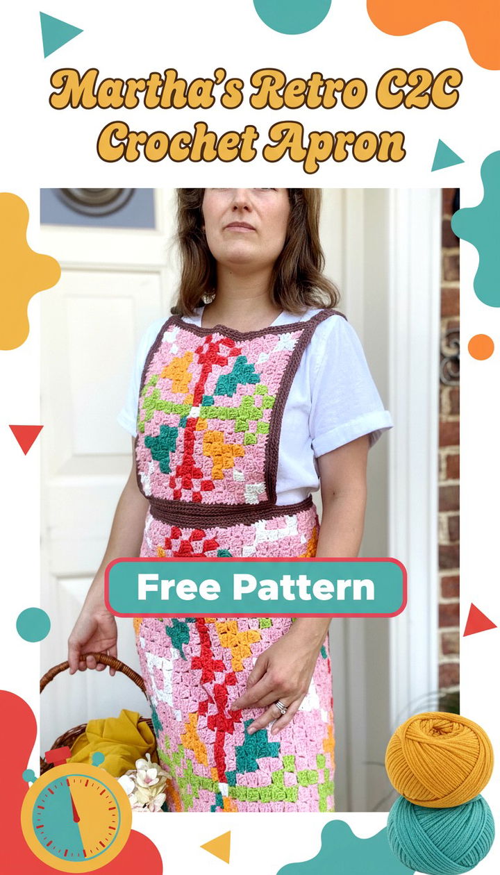 Embrace Vintage Vibes with Martha’s Retro C2C Crochet Apron