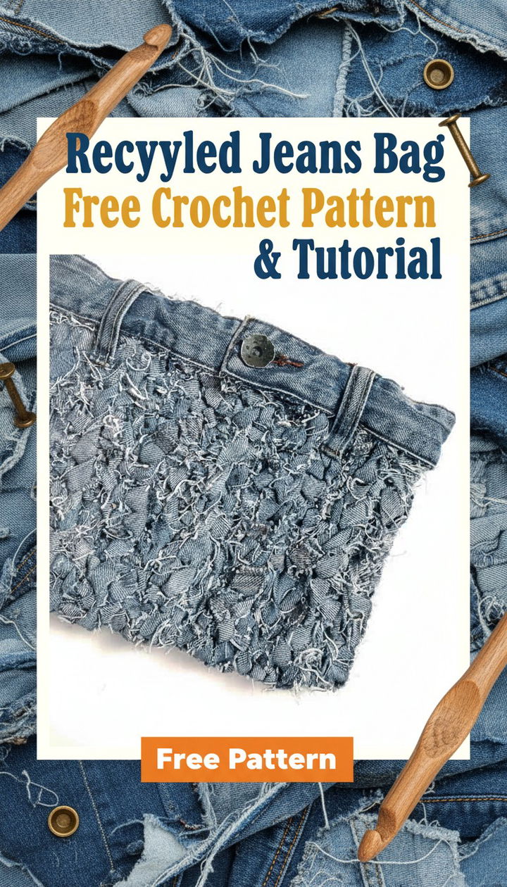 Trendy Recycled Jeans Bag Free Crochet Pattern and Yarn Tutorial