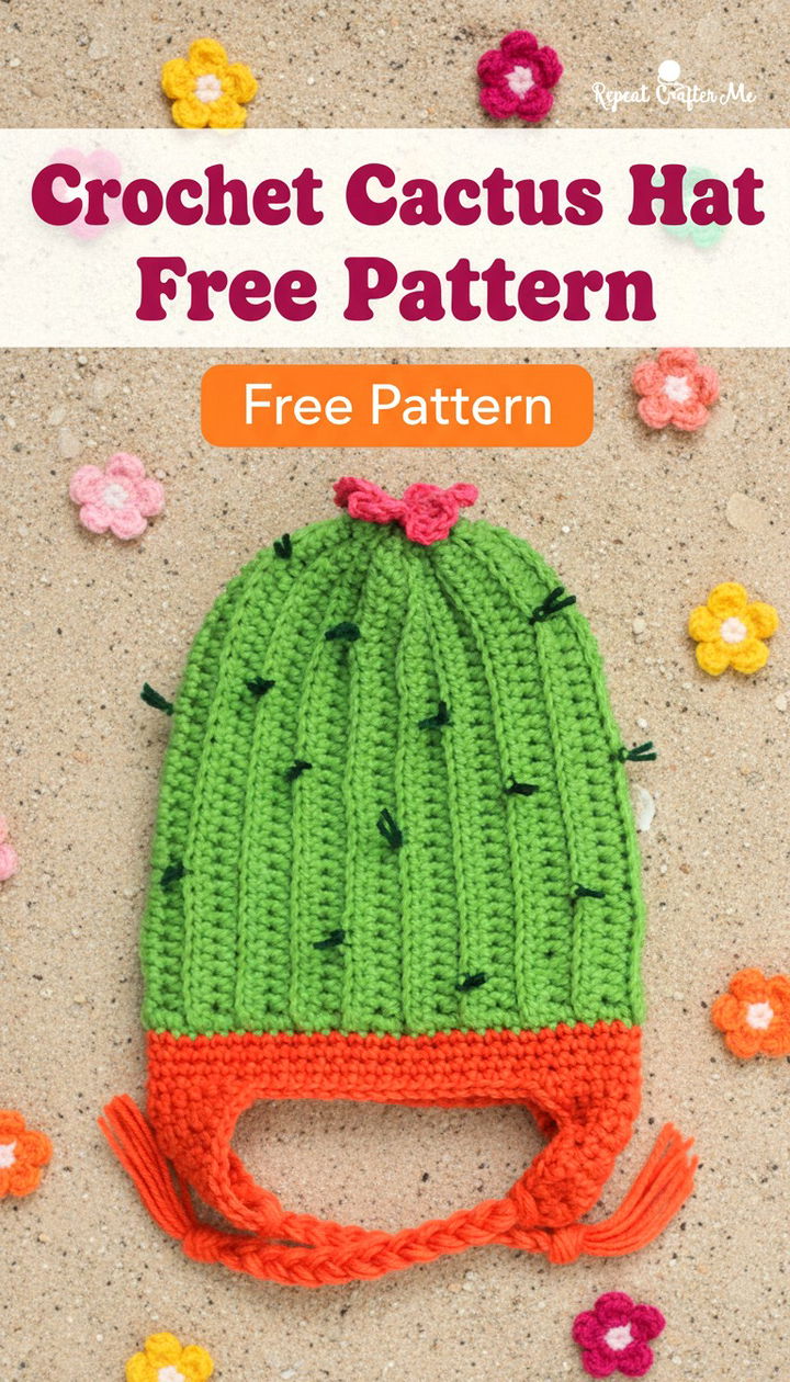 Adorable Crochet Cactus Hat Free Pattern for All Ages