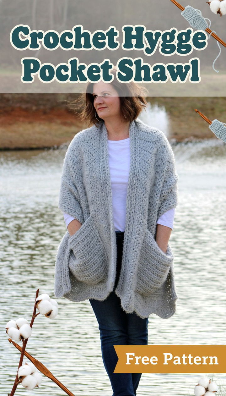 Cozy Crochet Hygge Pocket Shawl Free Pattern