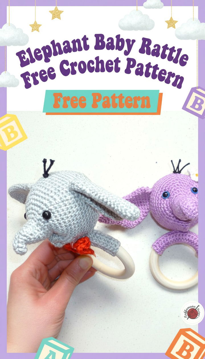 Craft a Charming Elephant Baby Rattle Crochet Project