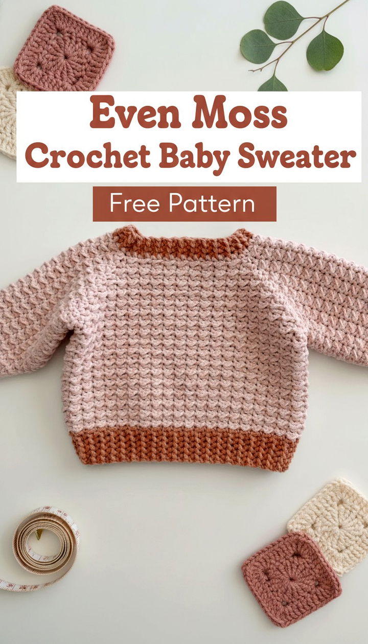 Modern Minimalist Style The Even Moss Baby Sweater Free Crochet Pattern