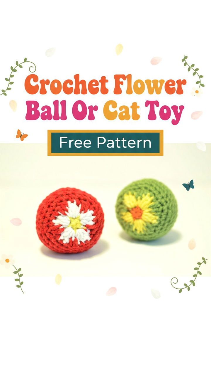 Vibrant Crochet Flower Ball or Cat Toy Free Pattern