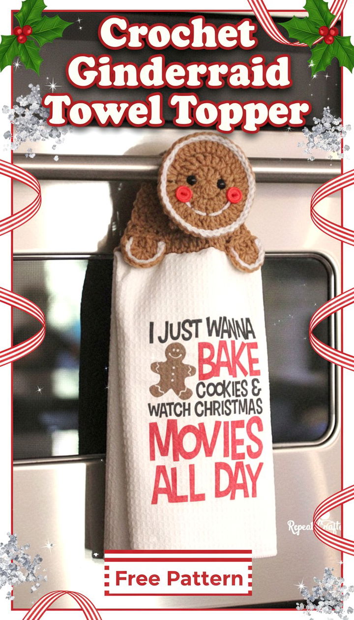 Whimsical Crochet Gingerbread Towel Topper for Festive Kitchens