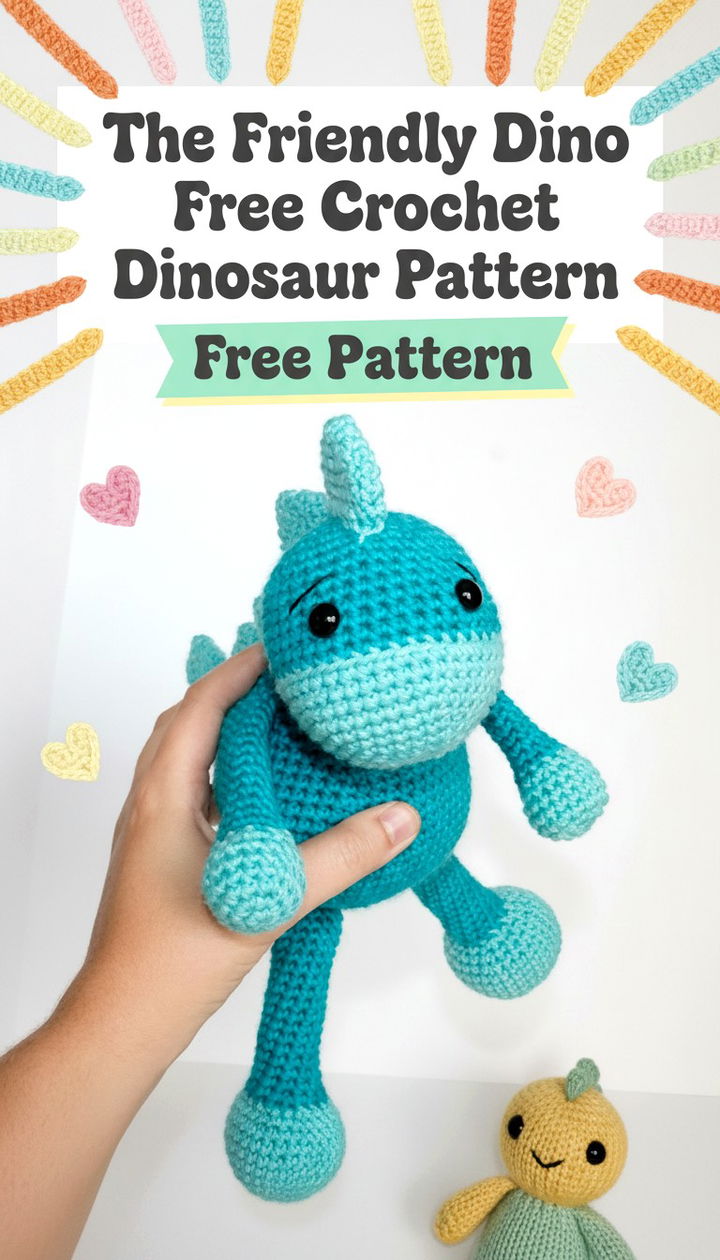 Brighten Someone's Day with The Friendly Dino Free Crochet Dinosaur Pattern