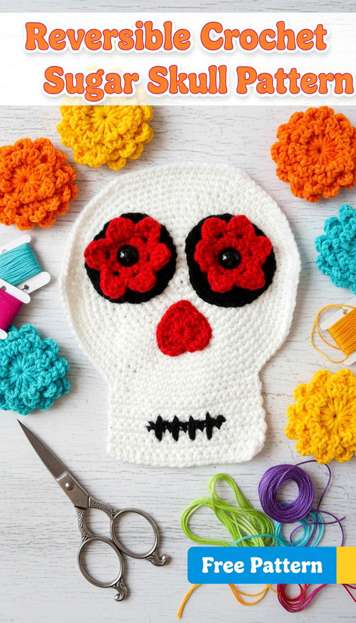 Dual Style Crochet Skull Pattern Simple & Sugar Skull Reversible Softie