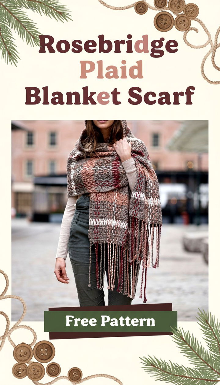 Rose bridge Plaid Blanket Scarf Free Heritage Crochet Pattern