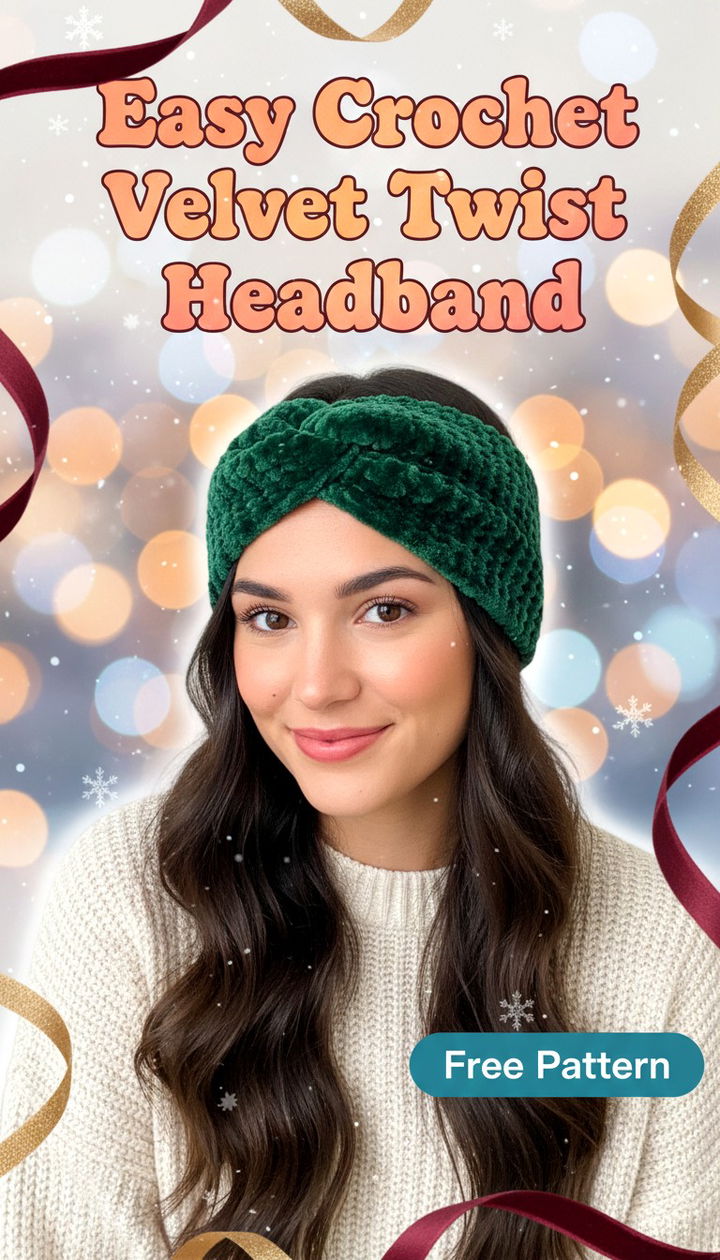 Stay Cozy and Chic with the Easy Crochet Velvet Twist Headband