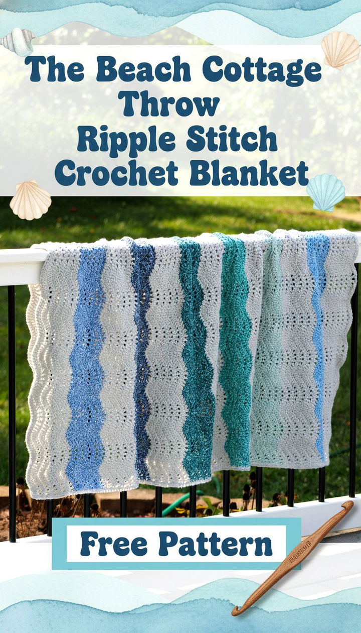 Capture the Coast with The Beach Cottage Throw Ripple Stitch Blanket