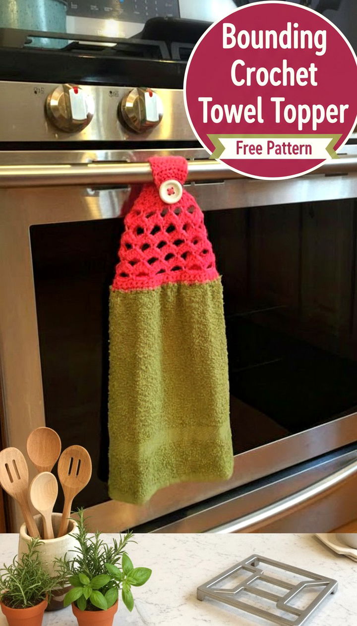 Modern Bounding Crochet Towel Topper for Effortless Kitchen Style