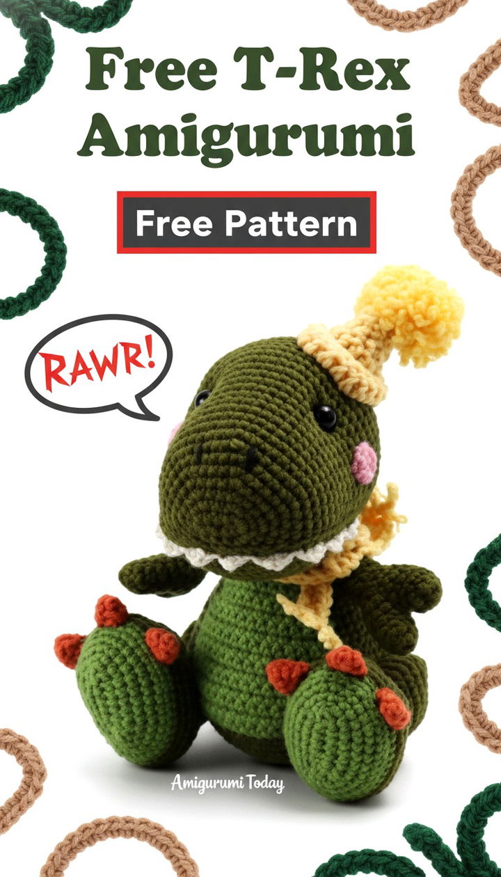 Tiny King of the Jungle Free T Rex Amigurumi Crochet Pattern