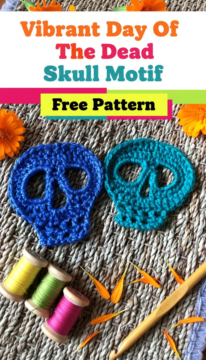 Vibrant Day of the Dead Skull Motif Crochet Pattern