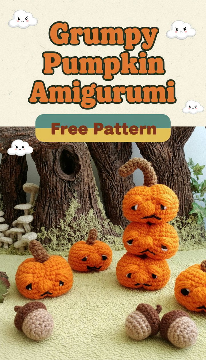 Grumpy Pumpkin Free Crochet Amigurumi Pattern for Halloween