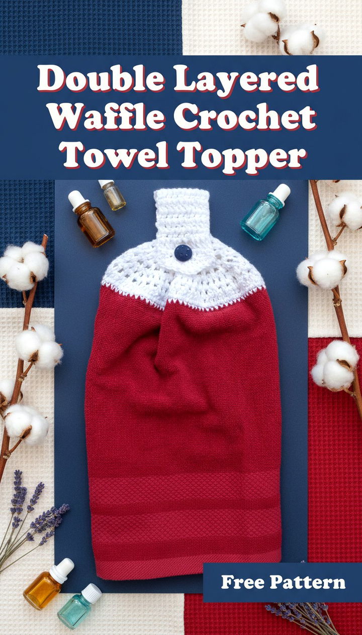 Luxury Texture with the Double Layered Waffle Crochet Towel Topper