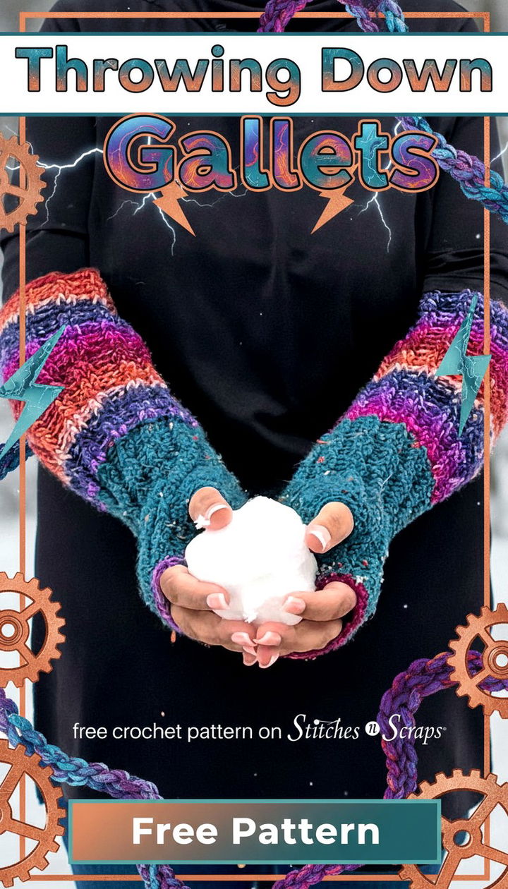 Throwing Down Bold and Functional Free Crochet Gauntlets Pattern