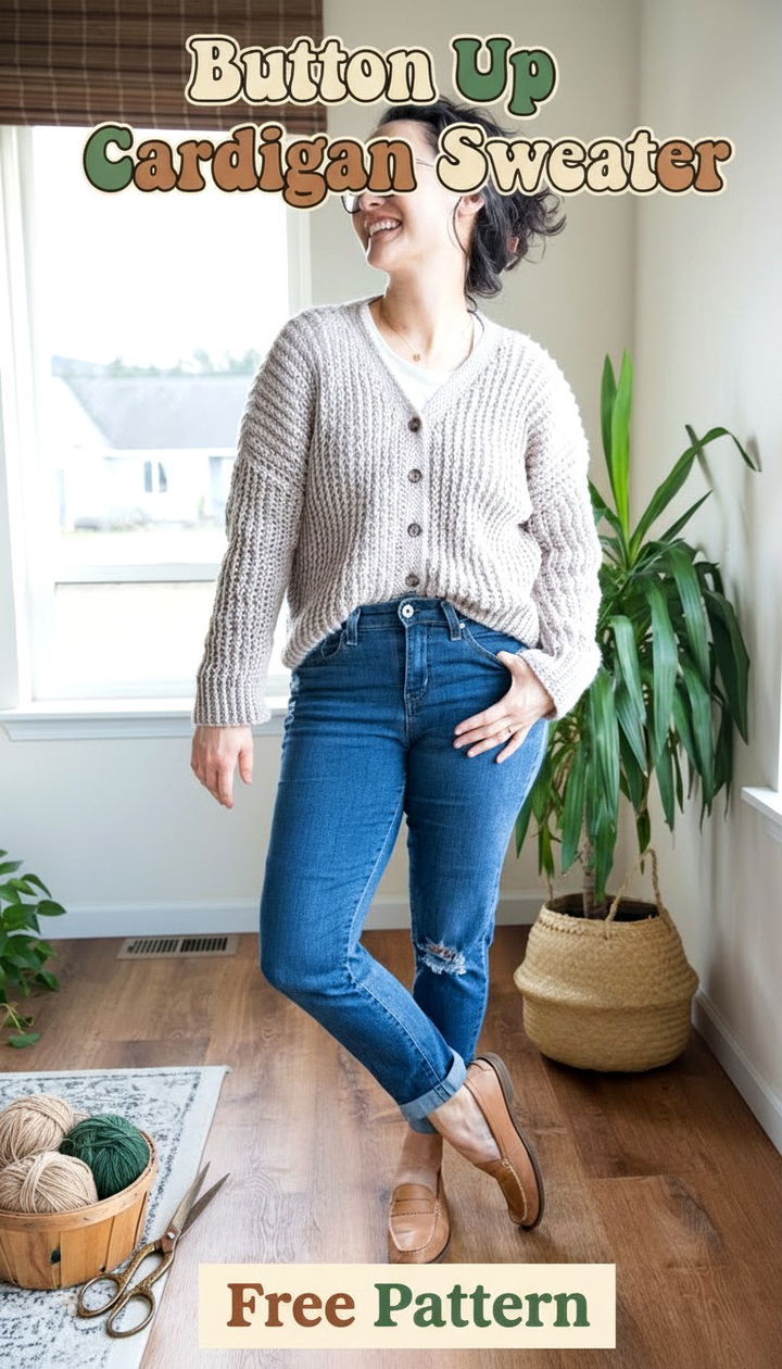 Timeless Versatility with the Button Up Crochet Cardigan Sweater
