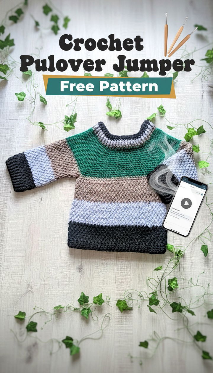 Cozy up with This Stylish Free Crochet Pullover Jumper Pattern