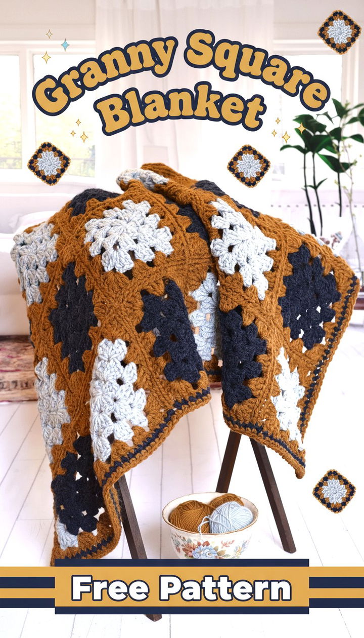Create a Classic Granny Square Blanket Crochet Free Pattern