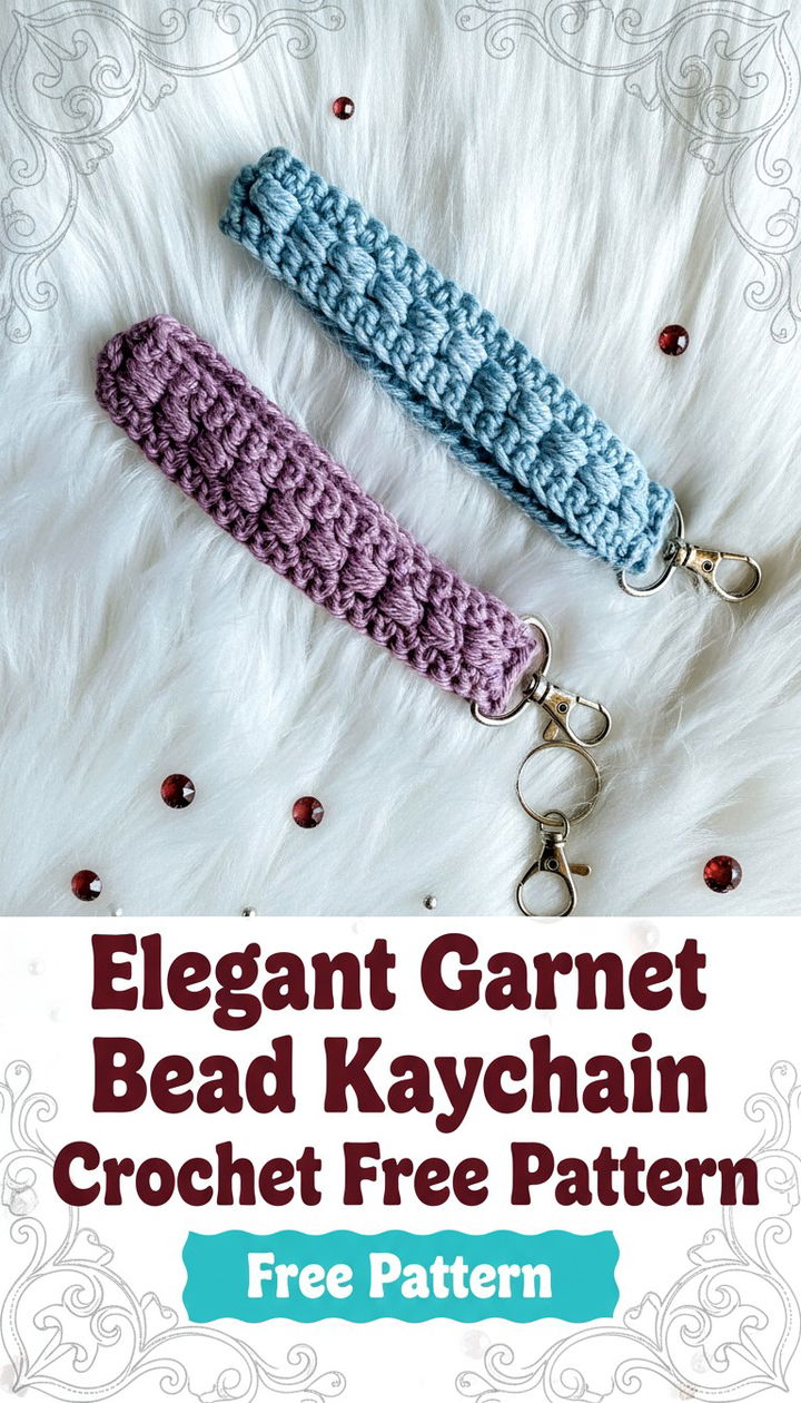 Elegant Garnet Bead Keychain Crochet Pattern by Violet Loops