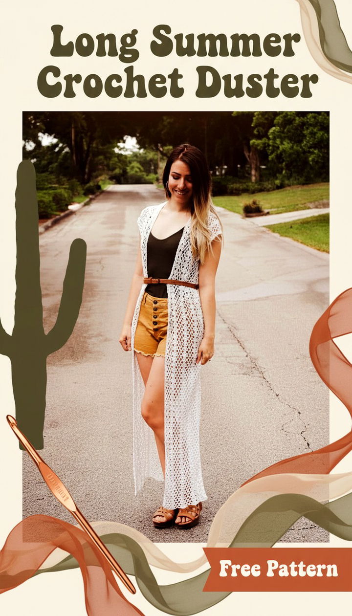 Elevate Your Look with the Long Summer Crochet Duster Free Pattern