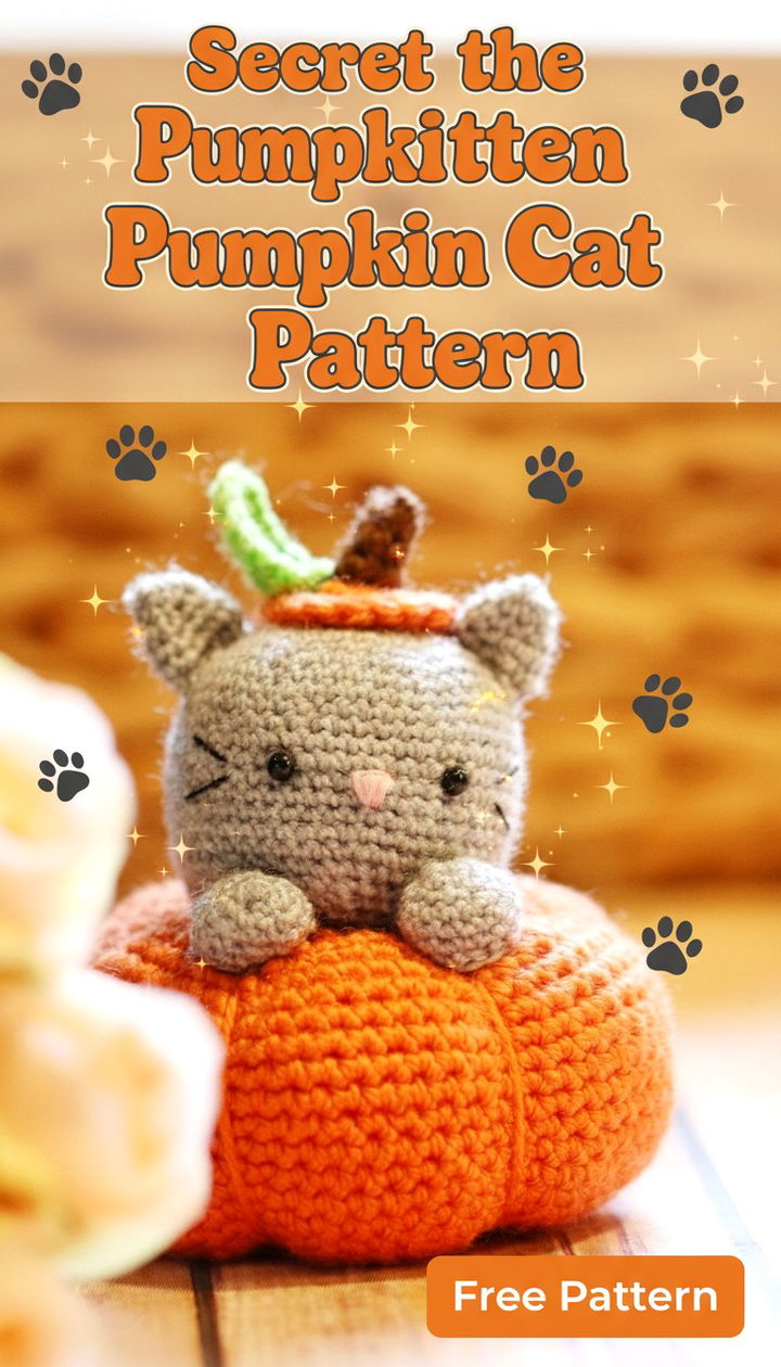 Secret the Pumpkitten A Magical Free Crochet Pumpkin Cat Pattern
