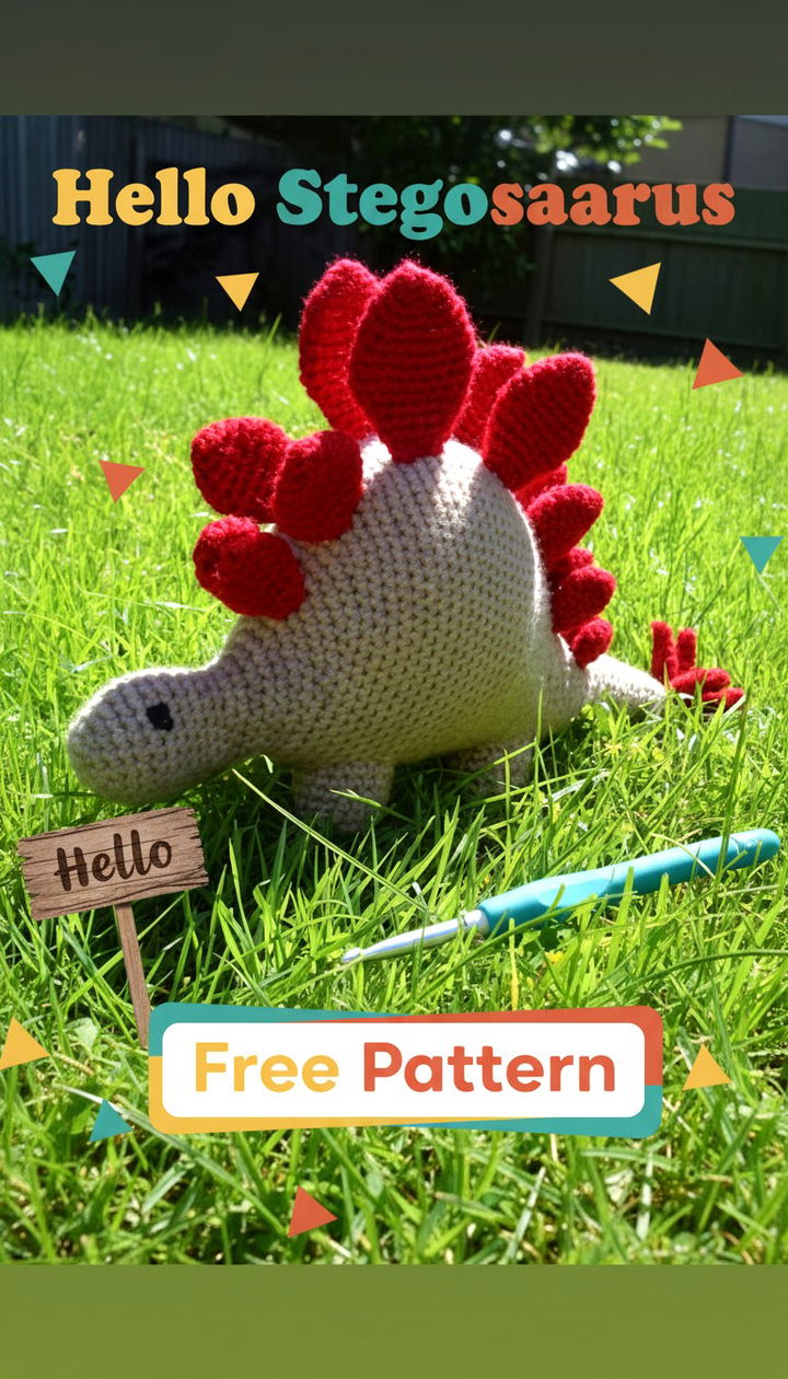 Spike Tacular Style Free Hello Stegosaurus Crochet Pattern
