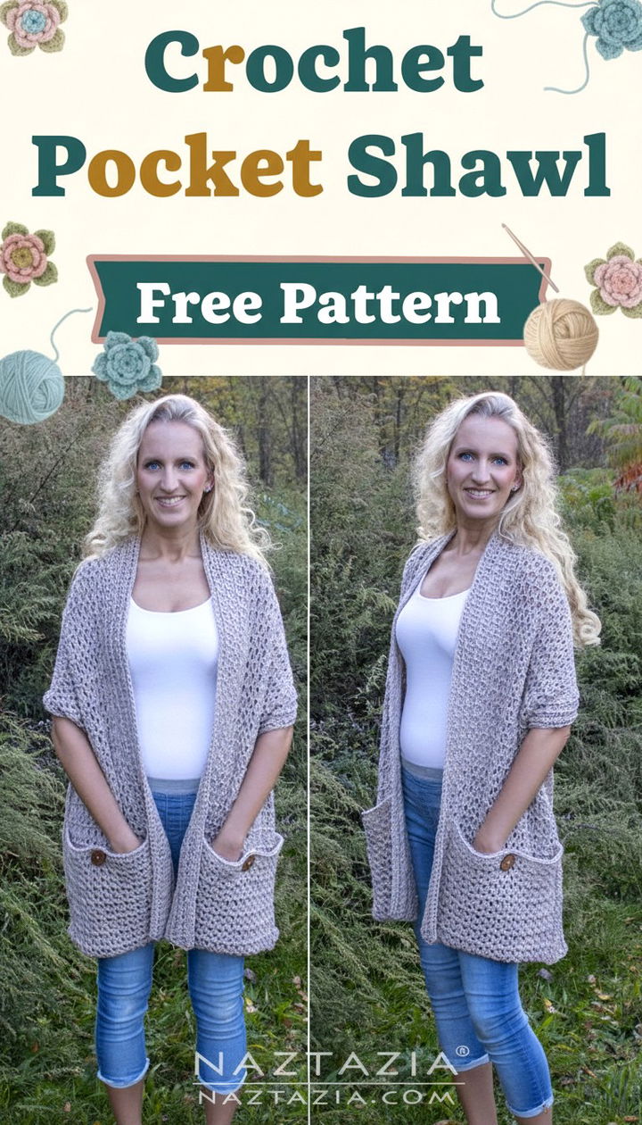 Versatile Crochet Pocket Shawl Free Pattern