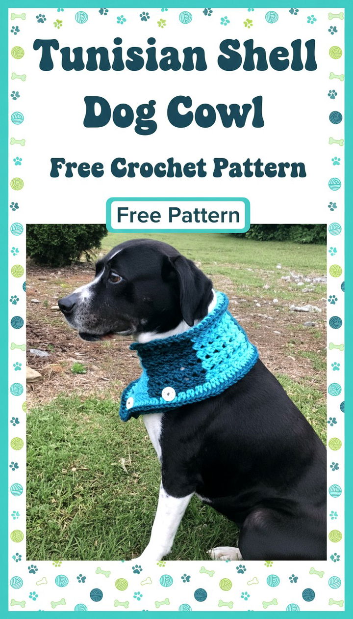 Elevate Pet Fashion with the Tunisian Shell Dog Cowl Free Crochet Pattern
