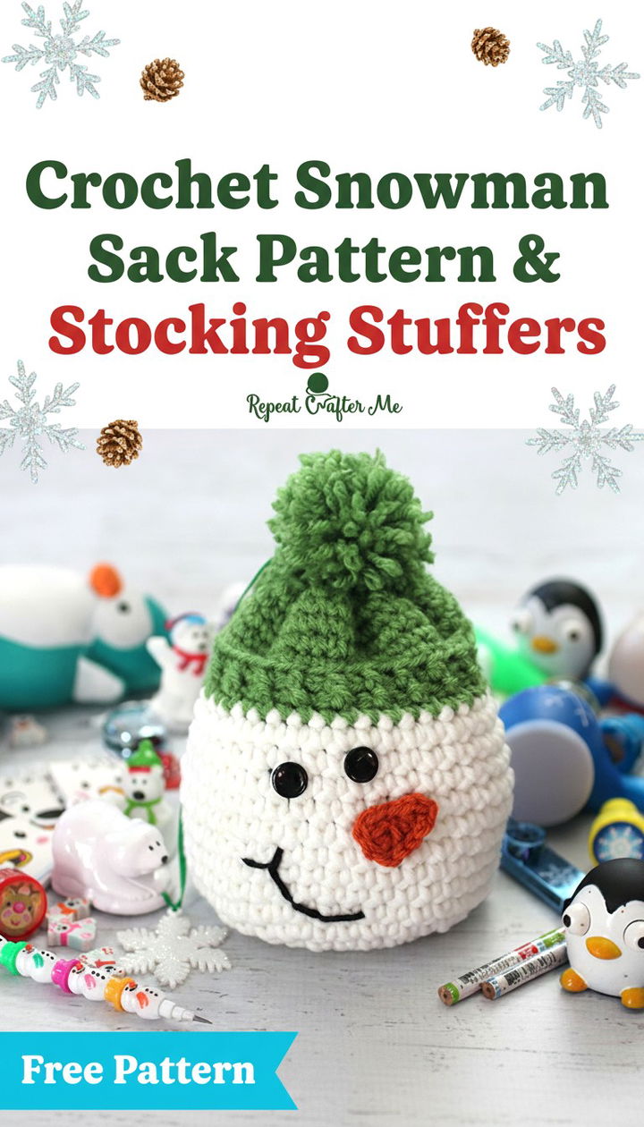 Festive Holiday Gifting Crochet Snowman Sack with Oriental Trading Treats