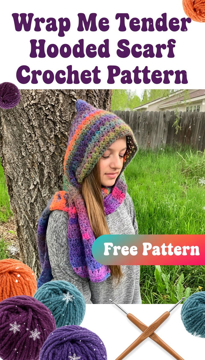 Master the Wrap Me Tender Hooded Scarf Crochet Pattern