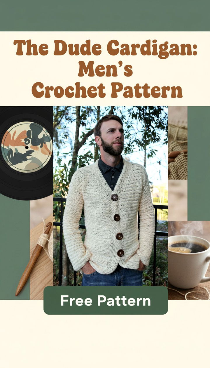 The Iconic Dude Cardigan Free Men’s Crochet Cardigan Pattern