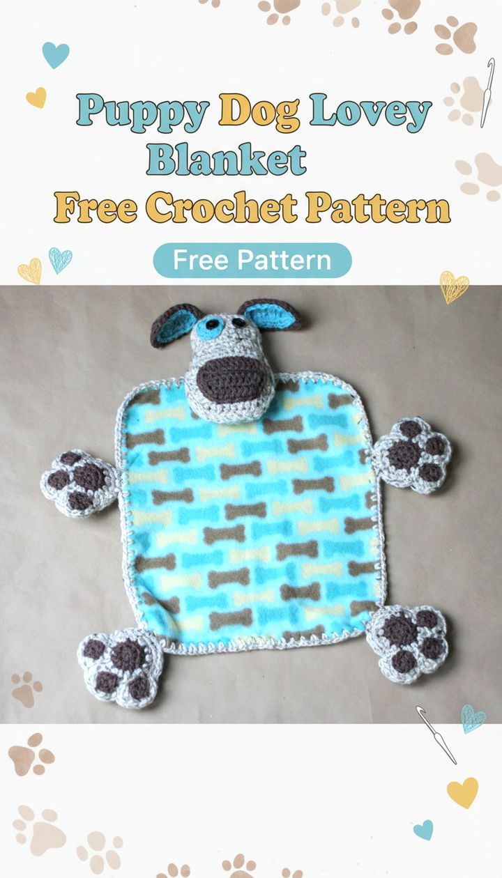 Adorable Puppy Dog Lovey Blanket Crochet Pattern