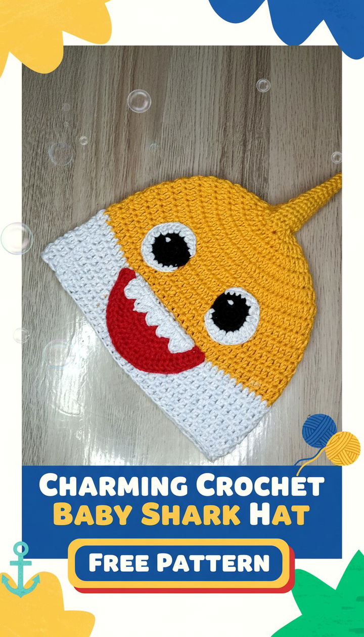 Charming Crochet Baby Shark Hat Free Pattern