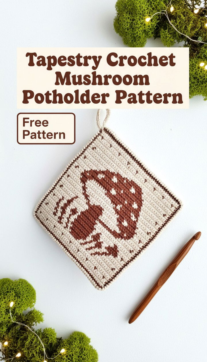 Enchanting Tapestry Crochet Mushroom Potholder Free Pattern