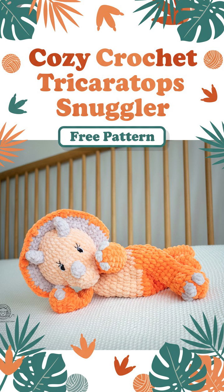 Craft a Prehistoric Companion with the Free Crochet Triceratops Snuggler Pattern