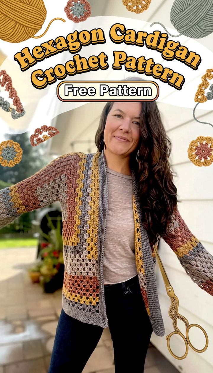 Effortless Hexagon Cardigan Crochet Pattern with Video Guidance