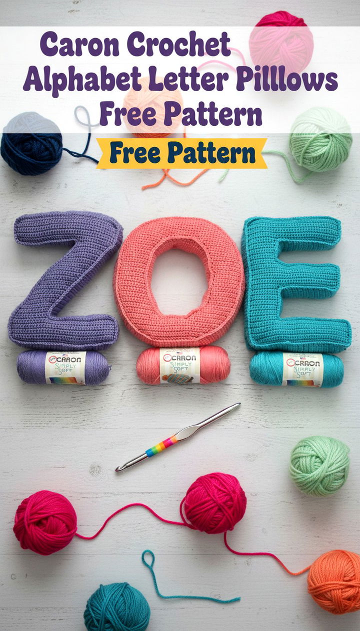 Modern Caron Crochet Alphabet Letter Pillows Personalized Home Decor