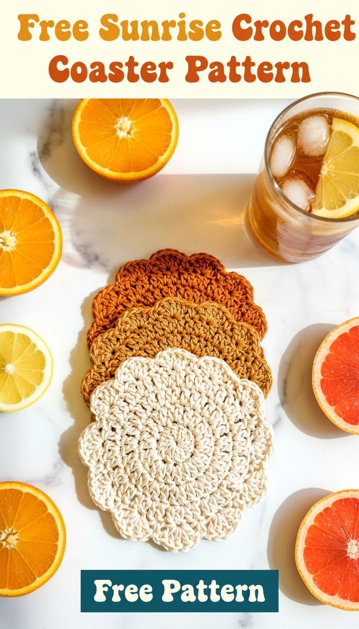Radiate Style The Sunrise Crochet Beverage Mat Free Pattern