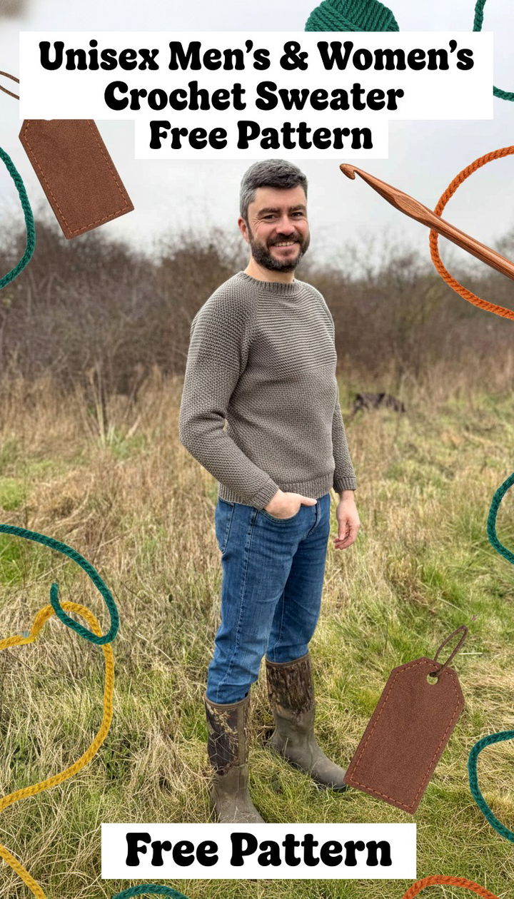 Versatile Men’s Crochet Sweater Pattern with Inclusive Women’s Sizing