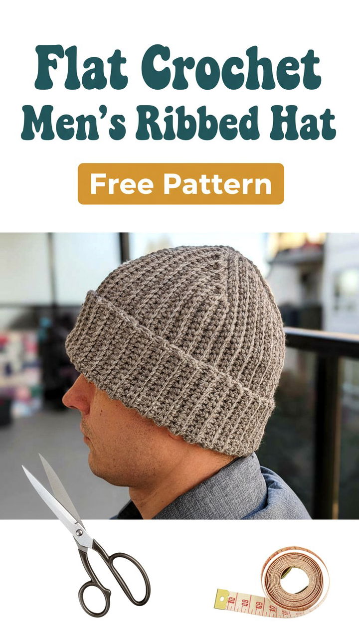 Modern Flat Crochet Men’s Ribbed Hat