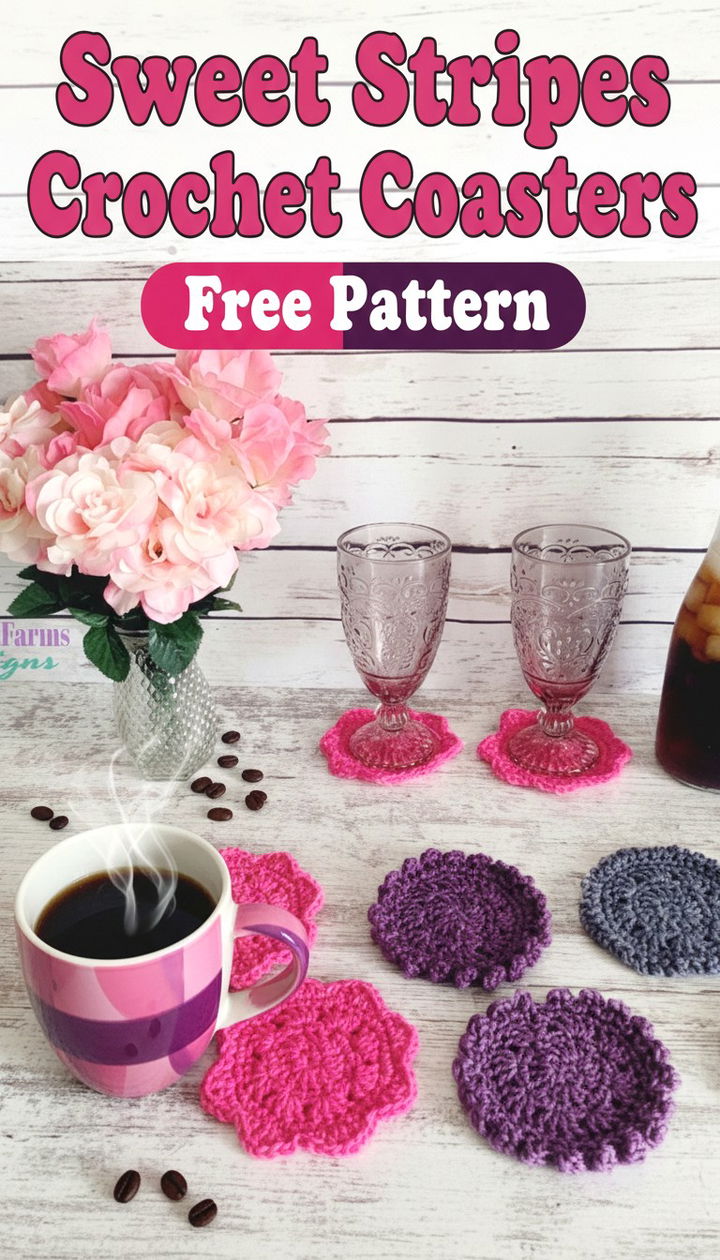 Vibrant Sweet Stripes Crochet Coasters A Free Modern Pattern